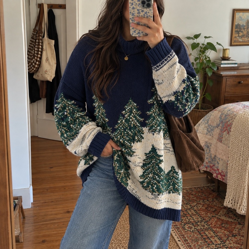 Marisa Christina II Sweater Womens 3X Blue Vintage Christmas Sweater